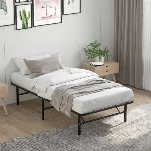 14 Inch Foldable Metal Platform Bed Tool-Free Assembly-Twin size