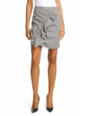 A.L.C Womens Black Ruched Ruffled Houndstooth Short Wear To Work Pencil Skirt