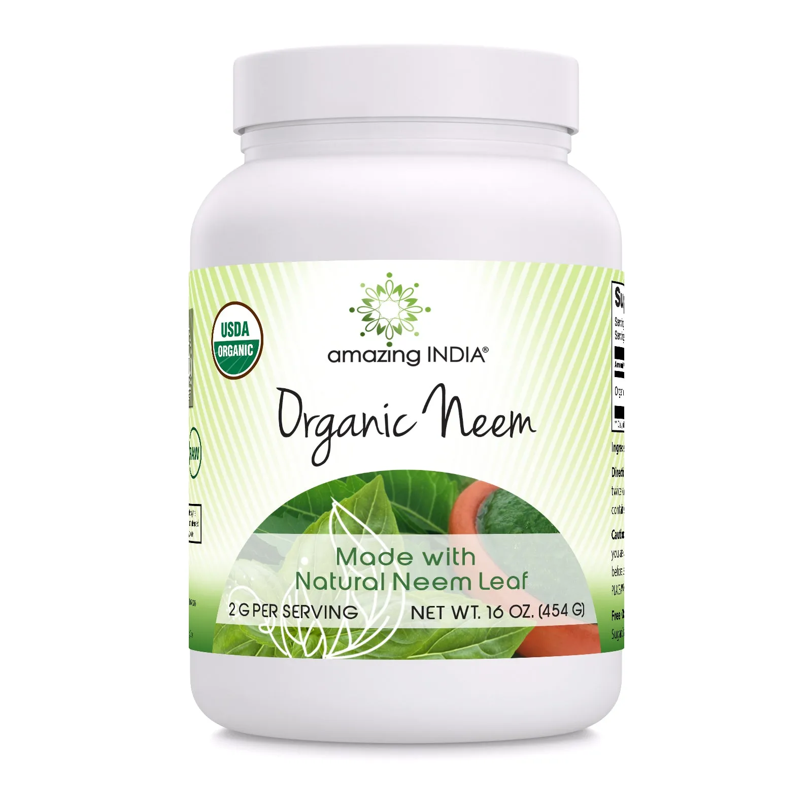 Amazing India Neem | USDA Organic | 16 Oz Powder | 2 Grams Per Serving