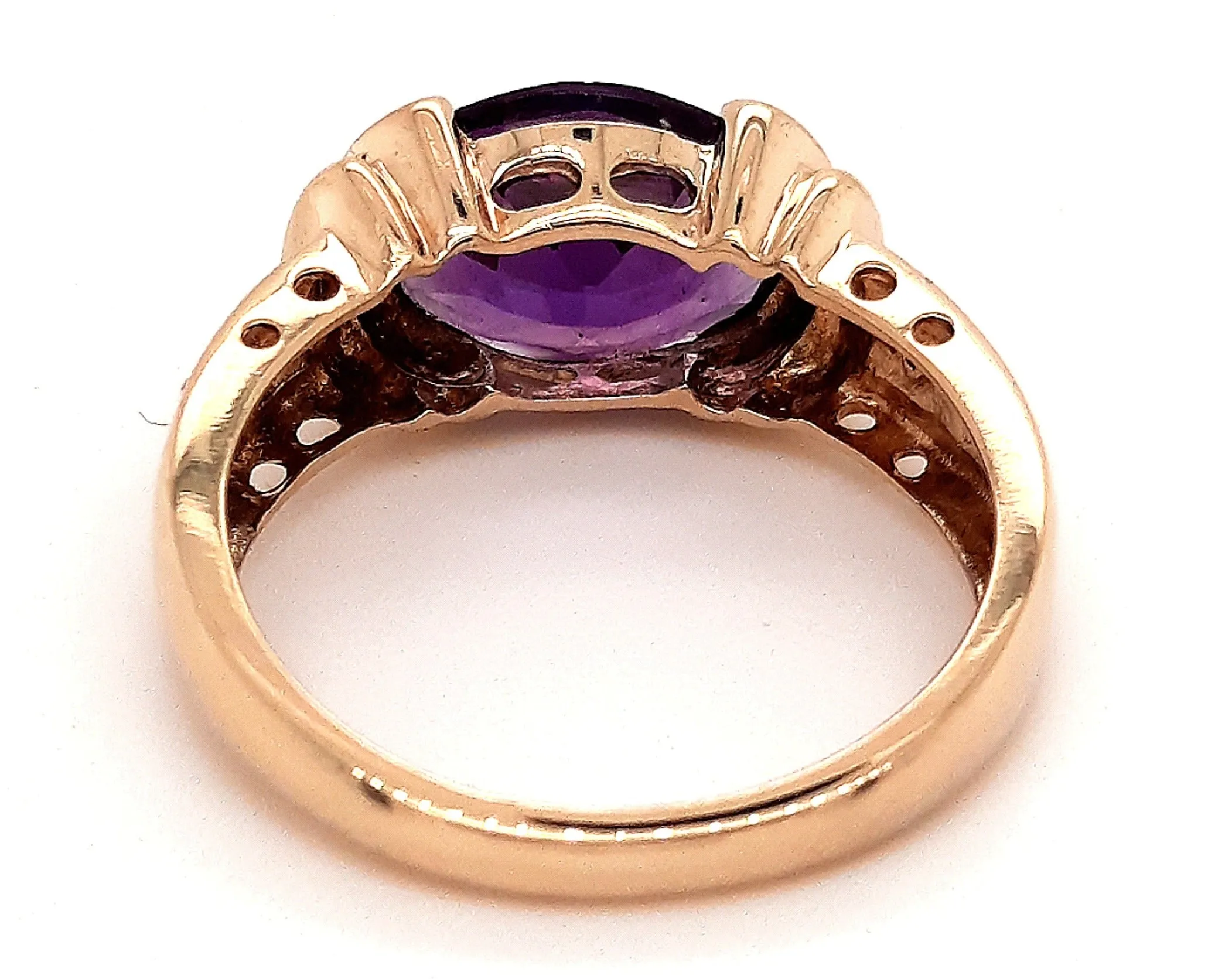 Amethyst & Diamond Yellow Gold Dress Ring