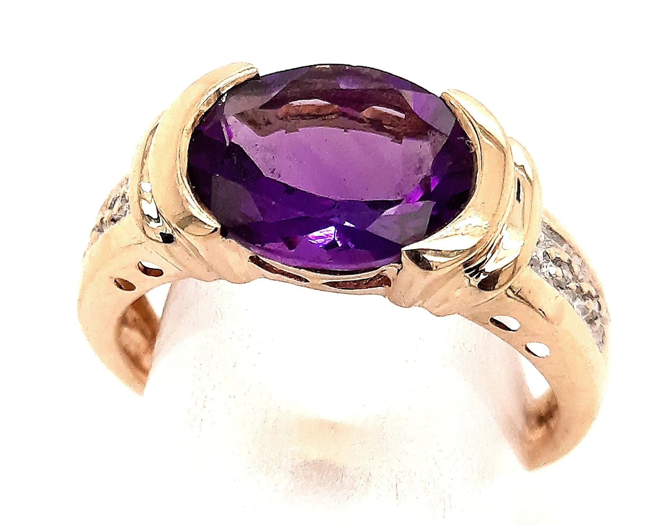 Amethyst & Diamond Yellow Gold Dress Ring