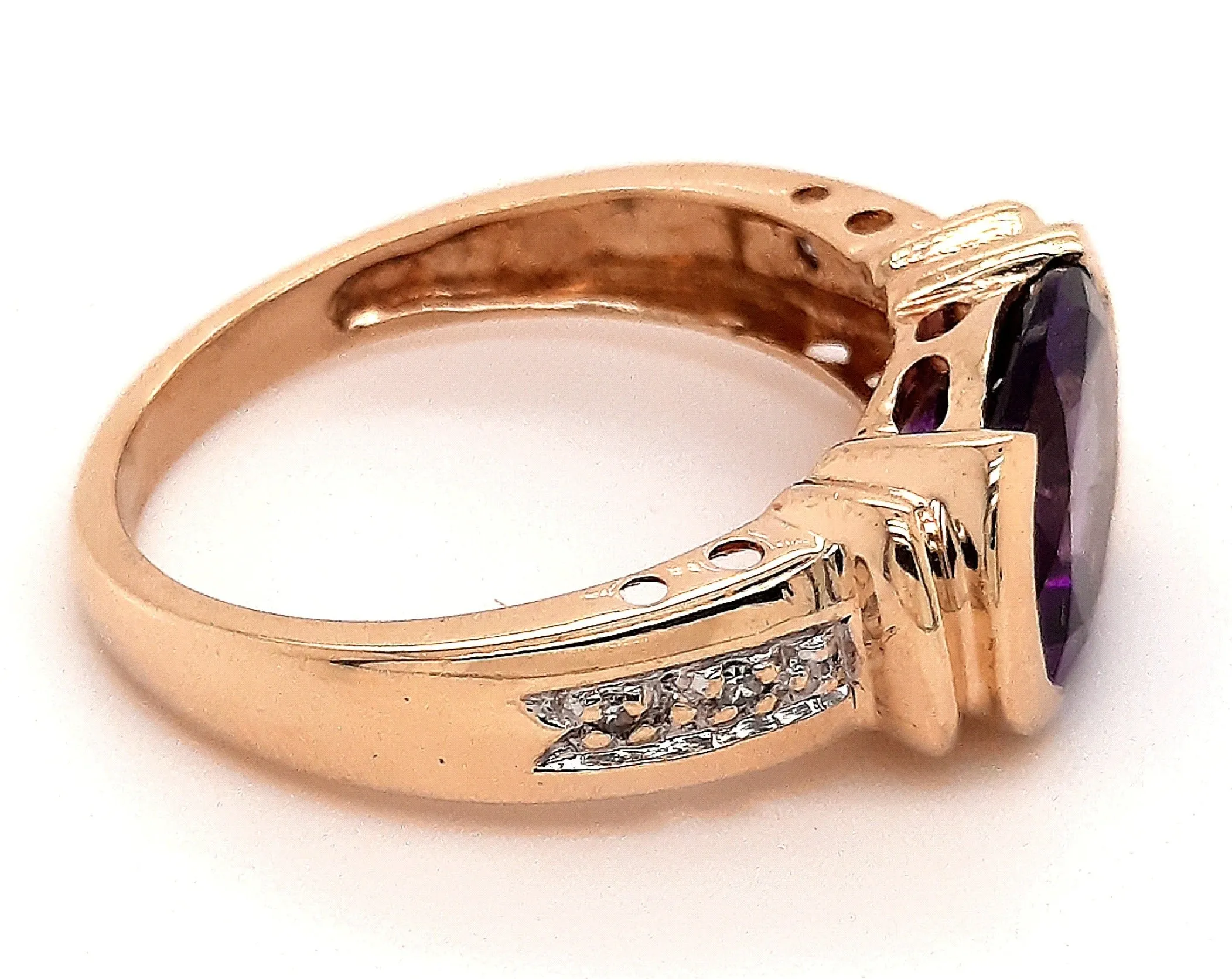 Amethyst & Diamond Yellow Gold Dress Ring