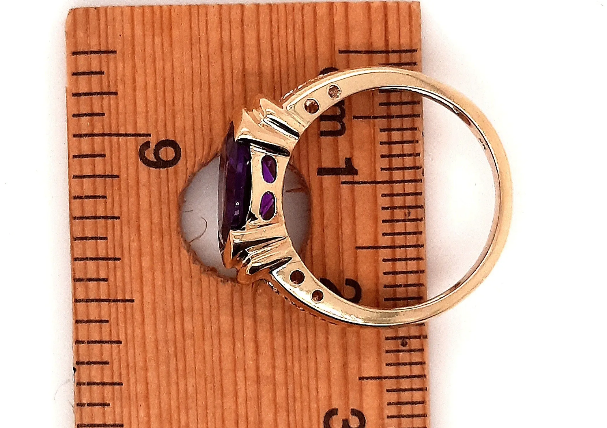 Amethyst & Diamond Yellow Gold Dress Ring