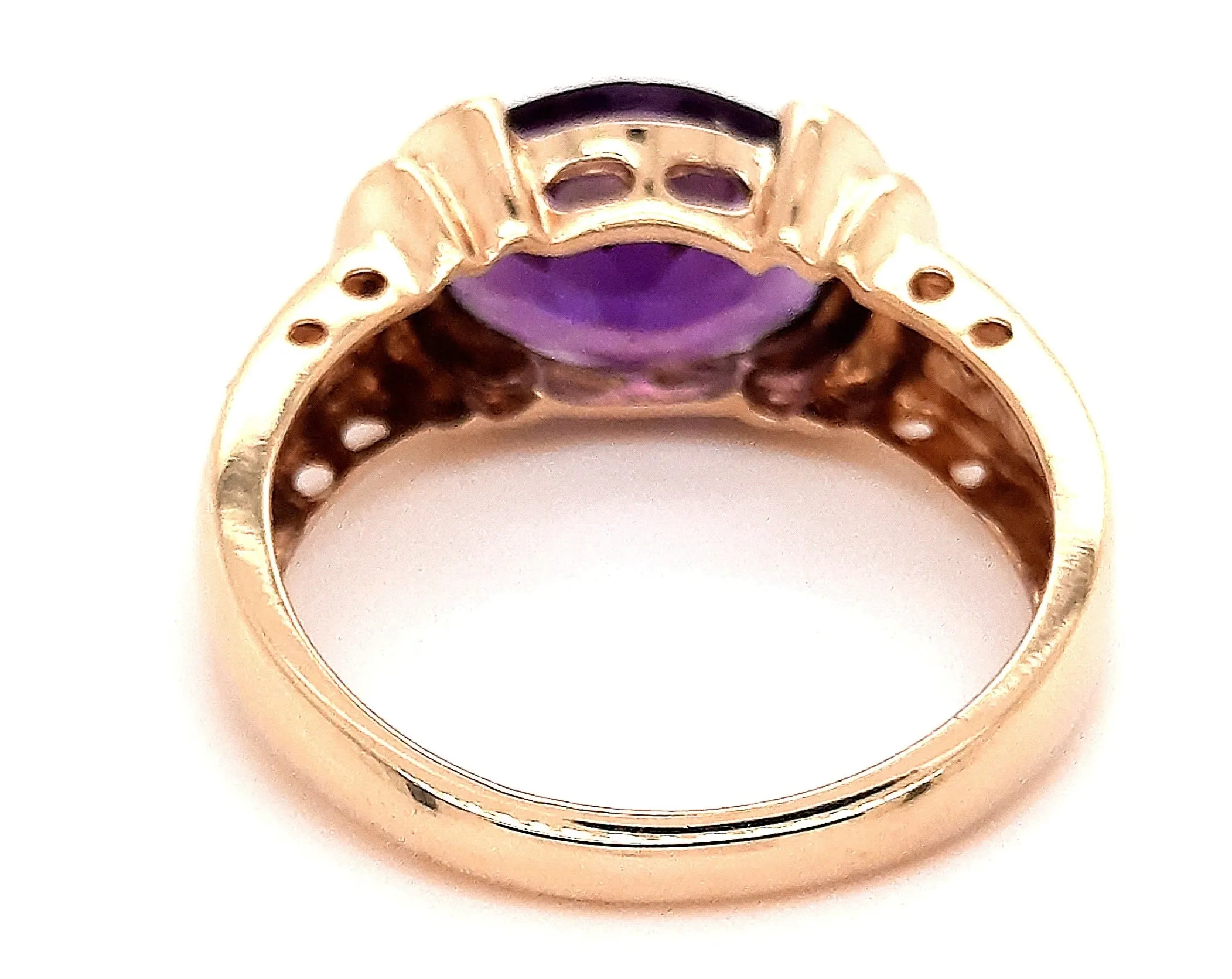 Amethyst & Diamond Yellow Gold Dress Ring