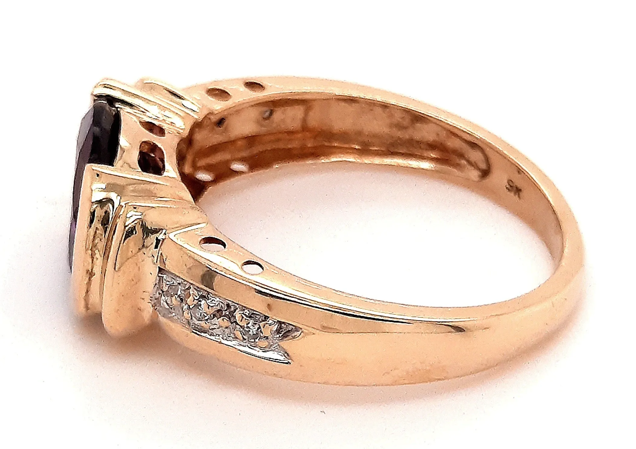 Amethyst & Diamond Yellow Gold Dress Ring