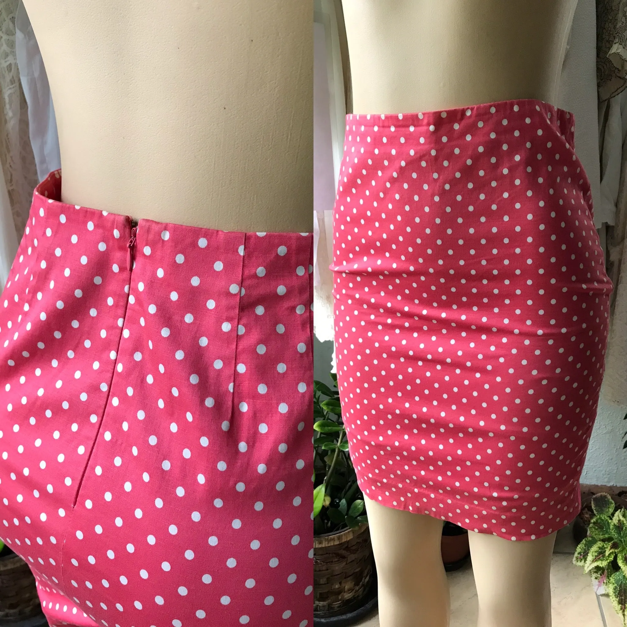 Ann Taylor Coral Polka Professional Pencil Skirt - S