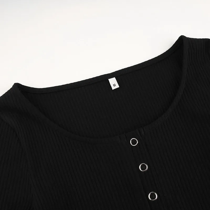 Autumn winter skinny button up long sleeve bodysuit