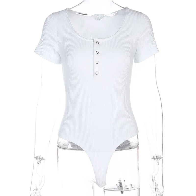 Autumn winter skinny button up long sleeve bodysuit