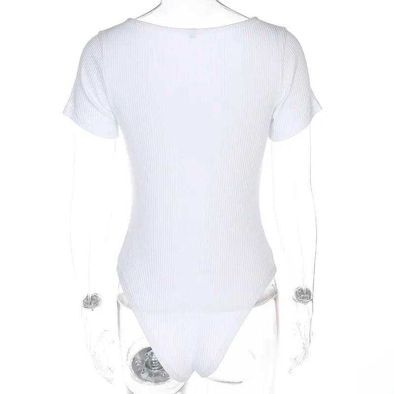 Autumn winter skinny button up long sleeve bodysuit