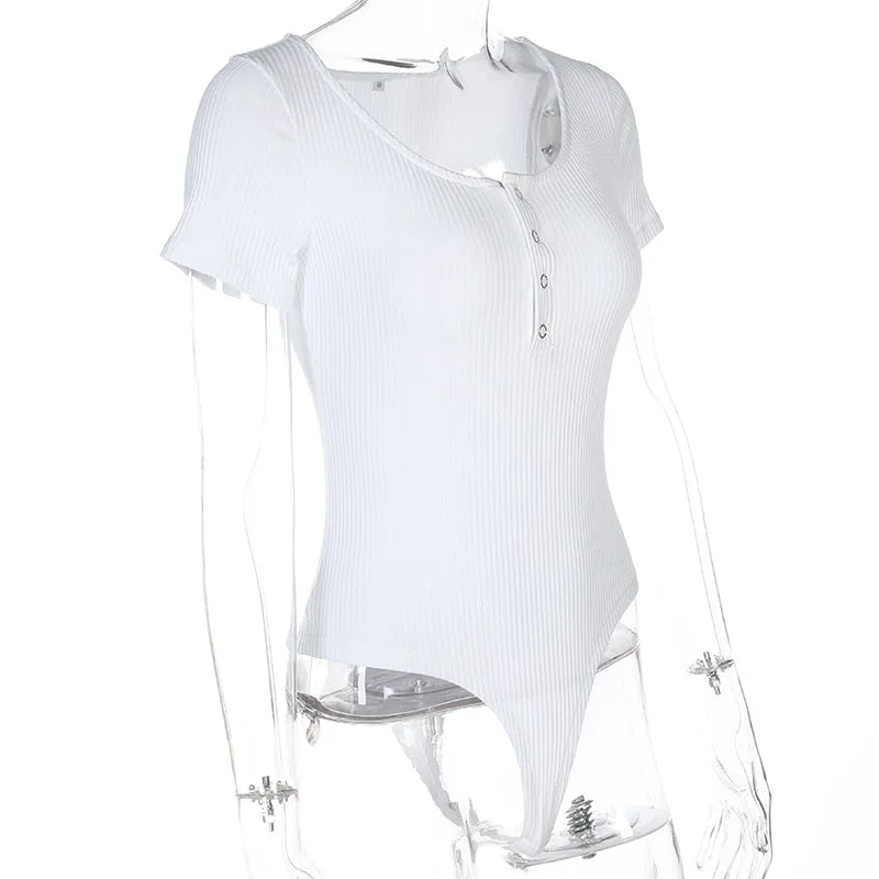 Autumn winter skinny button up long sleeve bodysuit