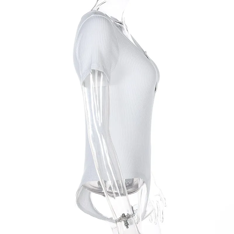Autumn winter skinny button up long sleeve bodysuit