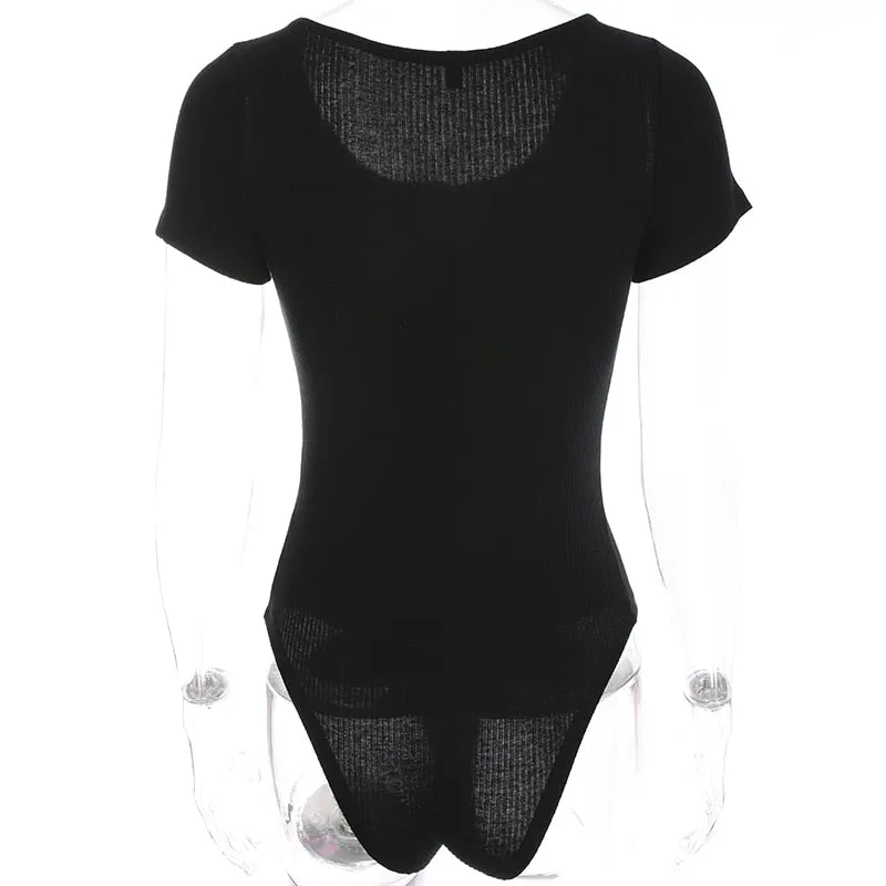 Autumn winter skinny button up long sleeve bodysuit