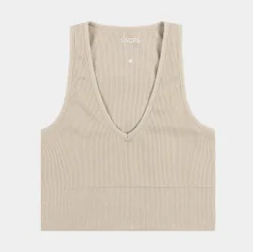 Avery Tank Womens Short Sleeve Shirt (Beige)