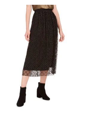 BAR III Womens Black Speckle Midi Evening Pencil Skirt