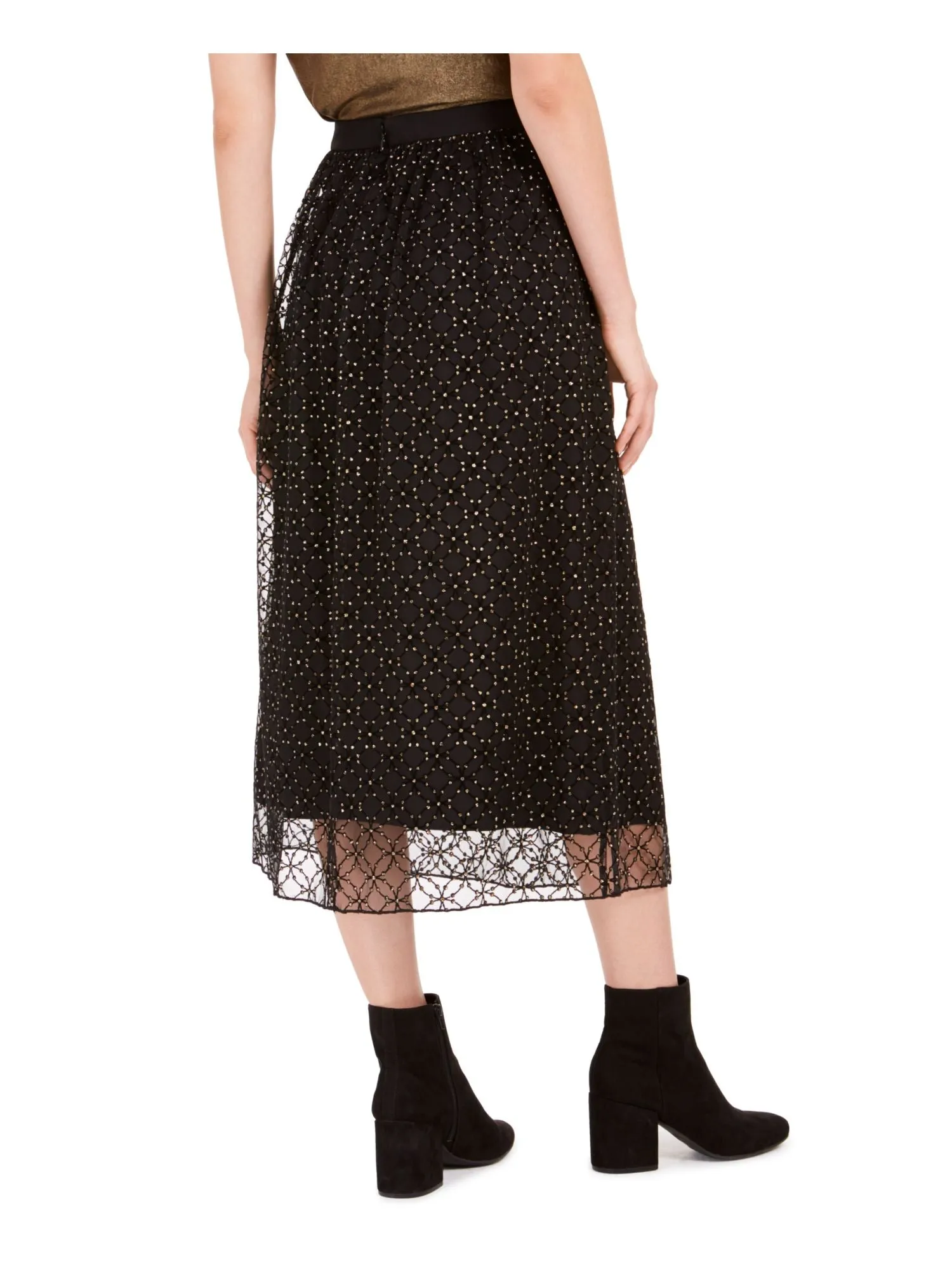 BAR III Womens Black Speckle Midi Evening Pencil Skirt