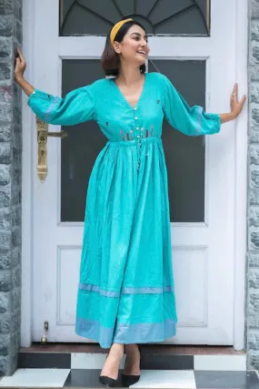 Bebaak Jheel Gathered Pure Cotton Hand Embroidered Dress