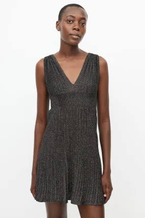 Black & Gold Metallic Knit Mini Dress