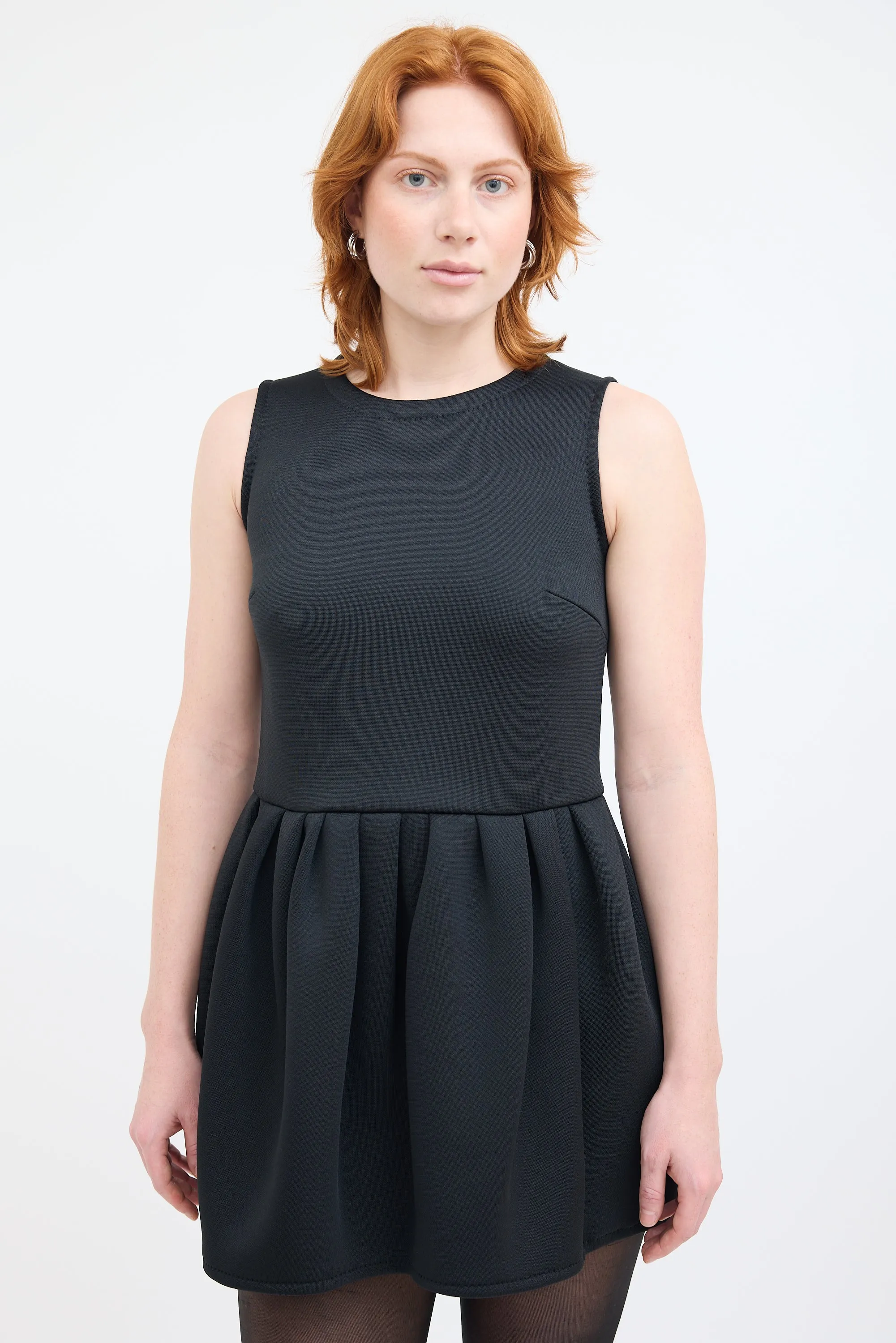 Black Jersey Knitted Collar Shock Dress