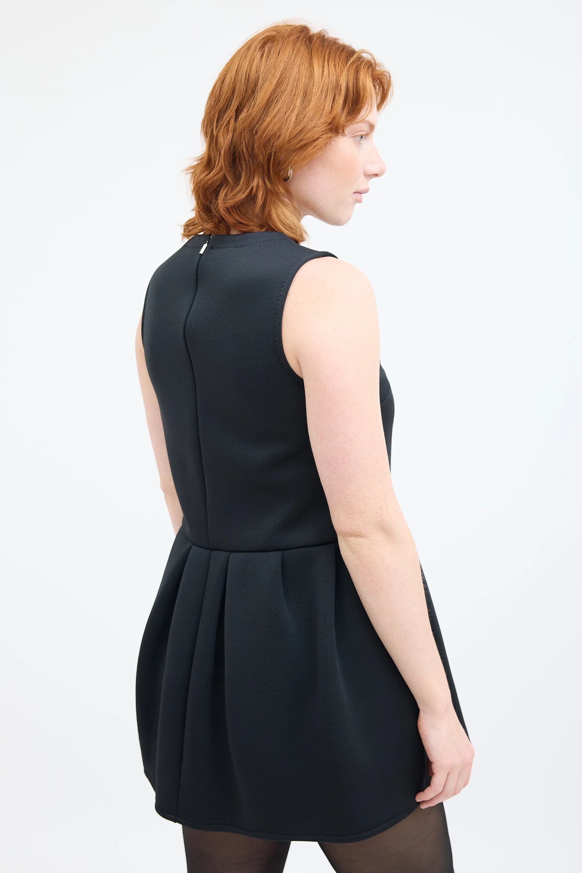Black Jersey Knitted Collar Shock Dress