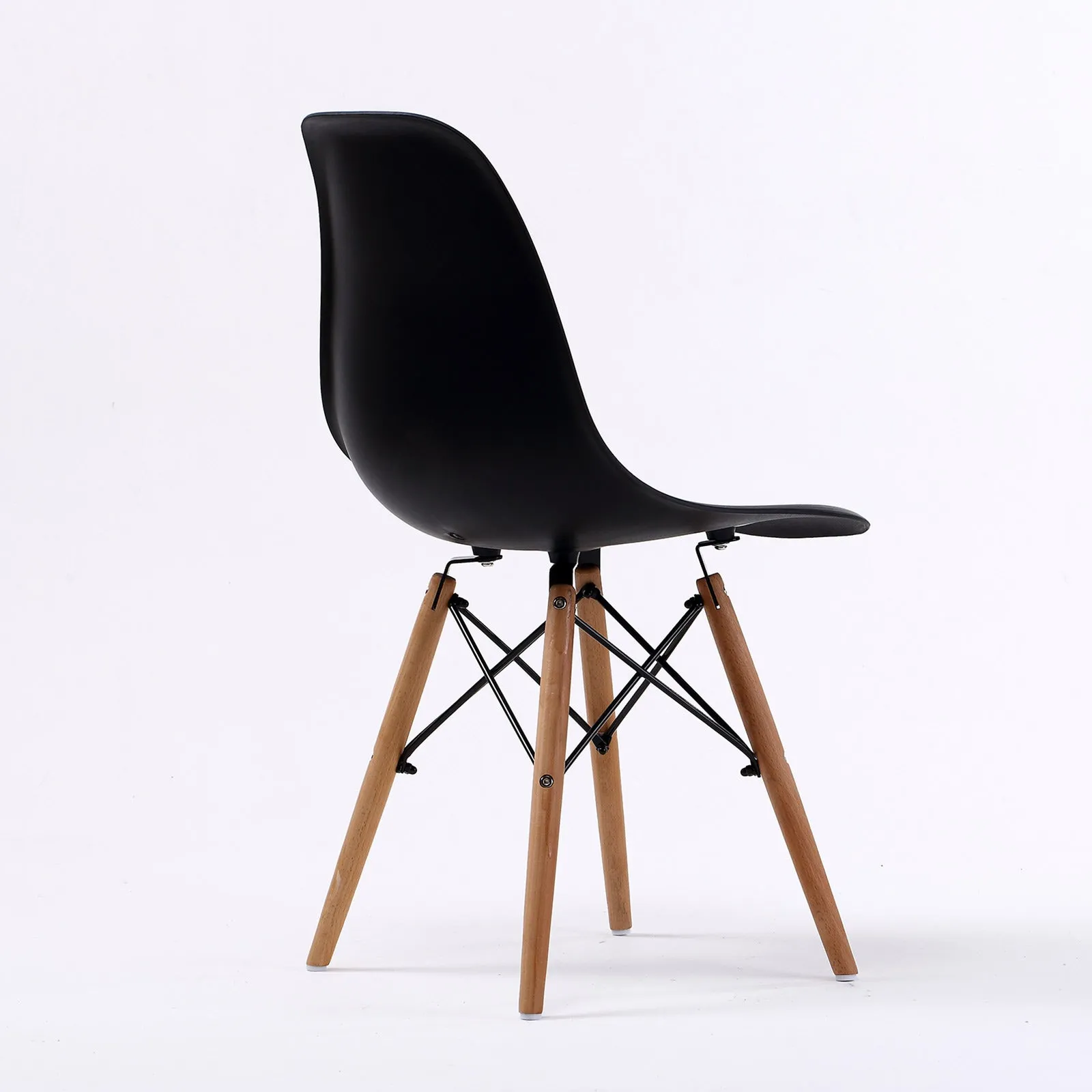 Black Retro Dining Cafe Chairs Set with Beech Legs - La Bella