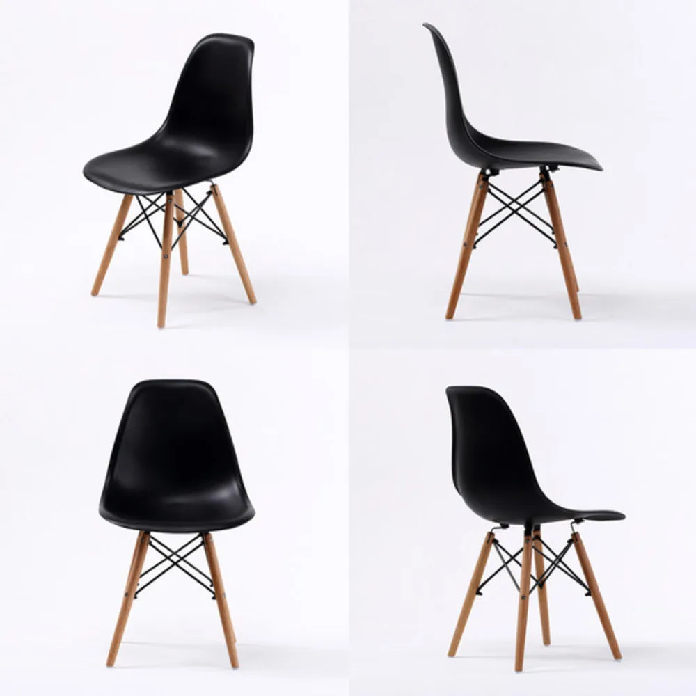 Black Retro Dining Cafe Chairs Set with Beech Legs - La Bella