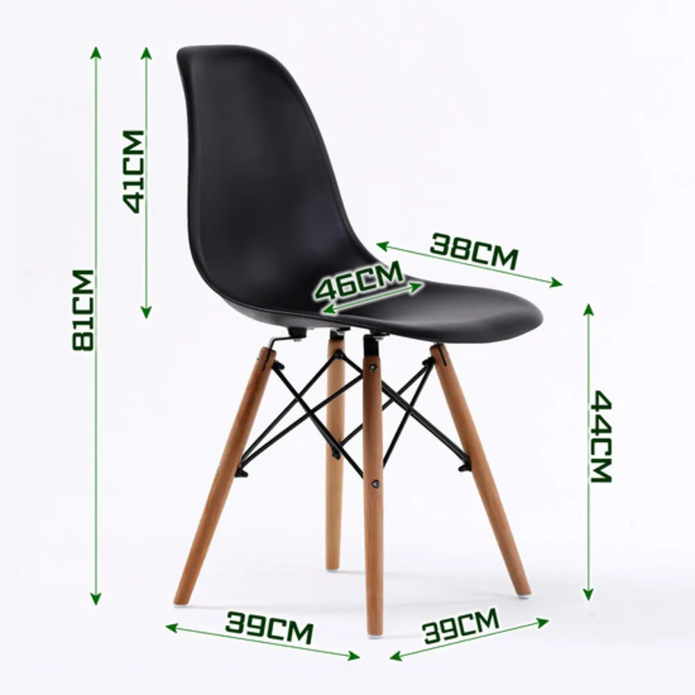 Black Retro Dining Cafe Chairs Set with Beech Legs - La Bella