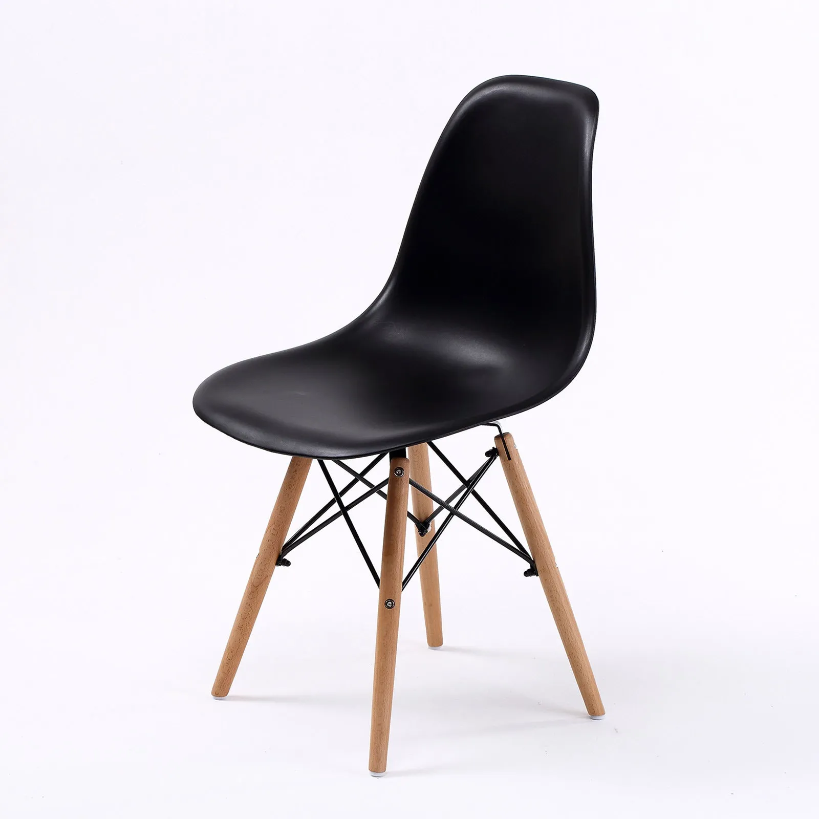Black Retro Dining Cafe Chairs Set with Beech Legs - La Bella