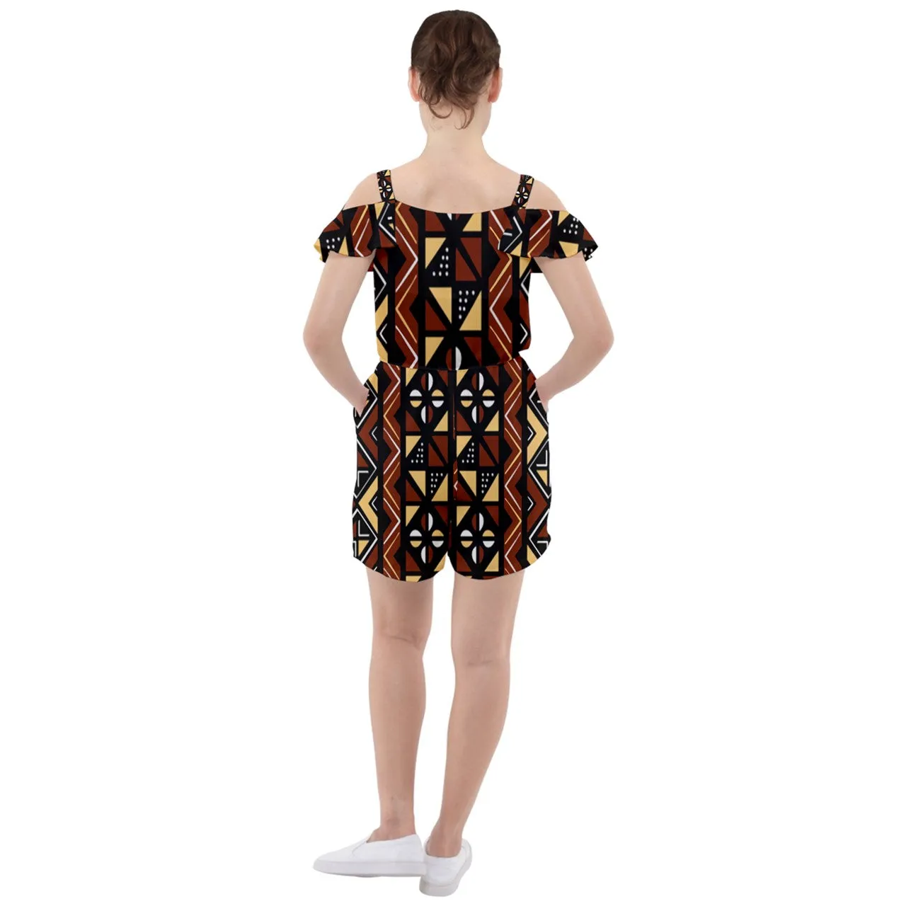 BOGOLAN Ruffle Cut Out Chiffon Playsuit