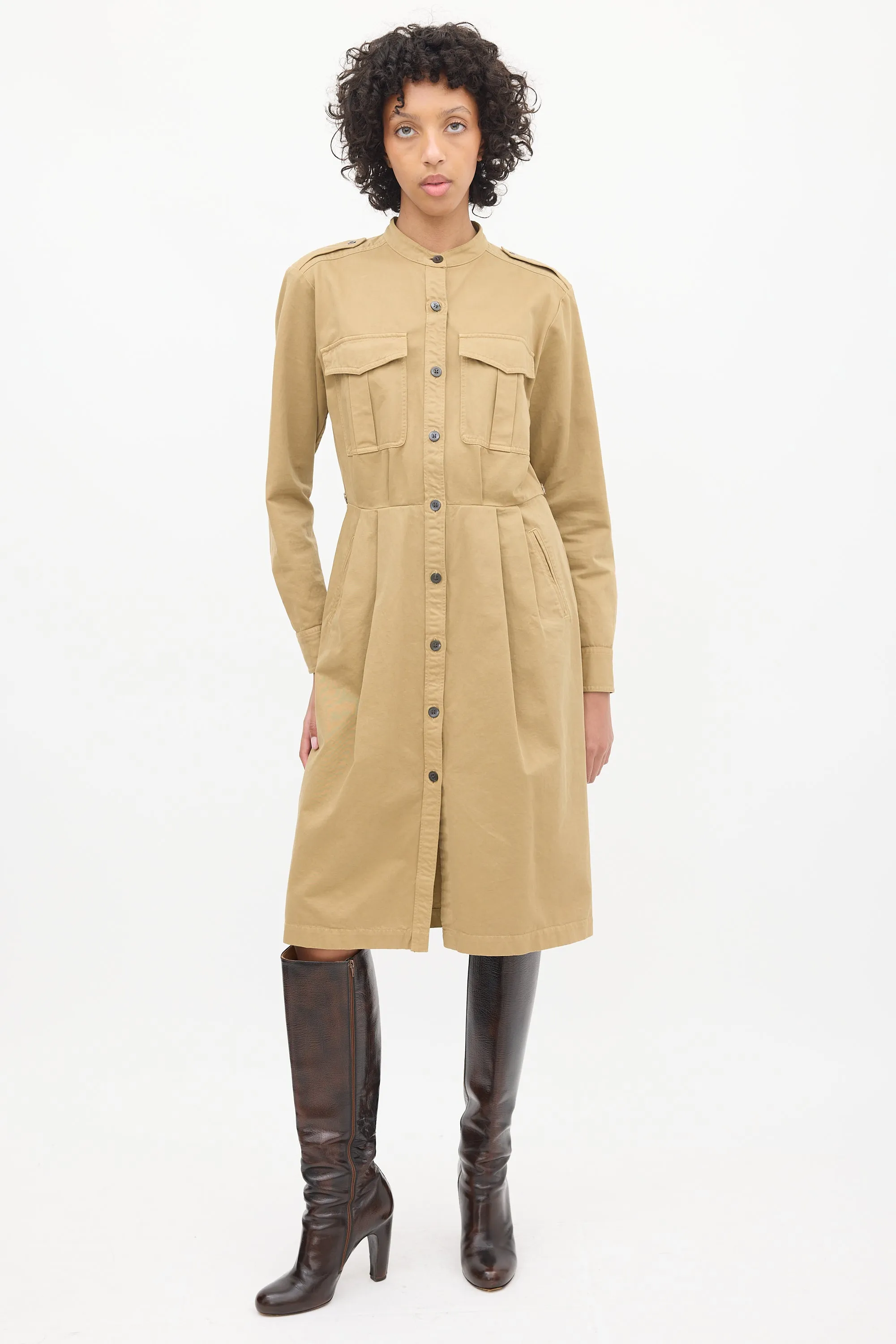 Brown & Multicolour Jacquard Overlay Shirt Dress