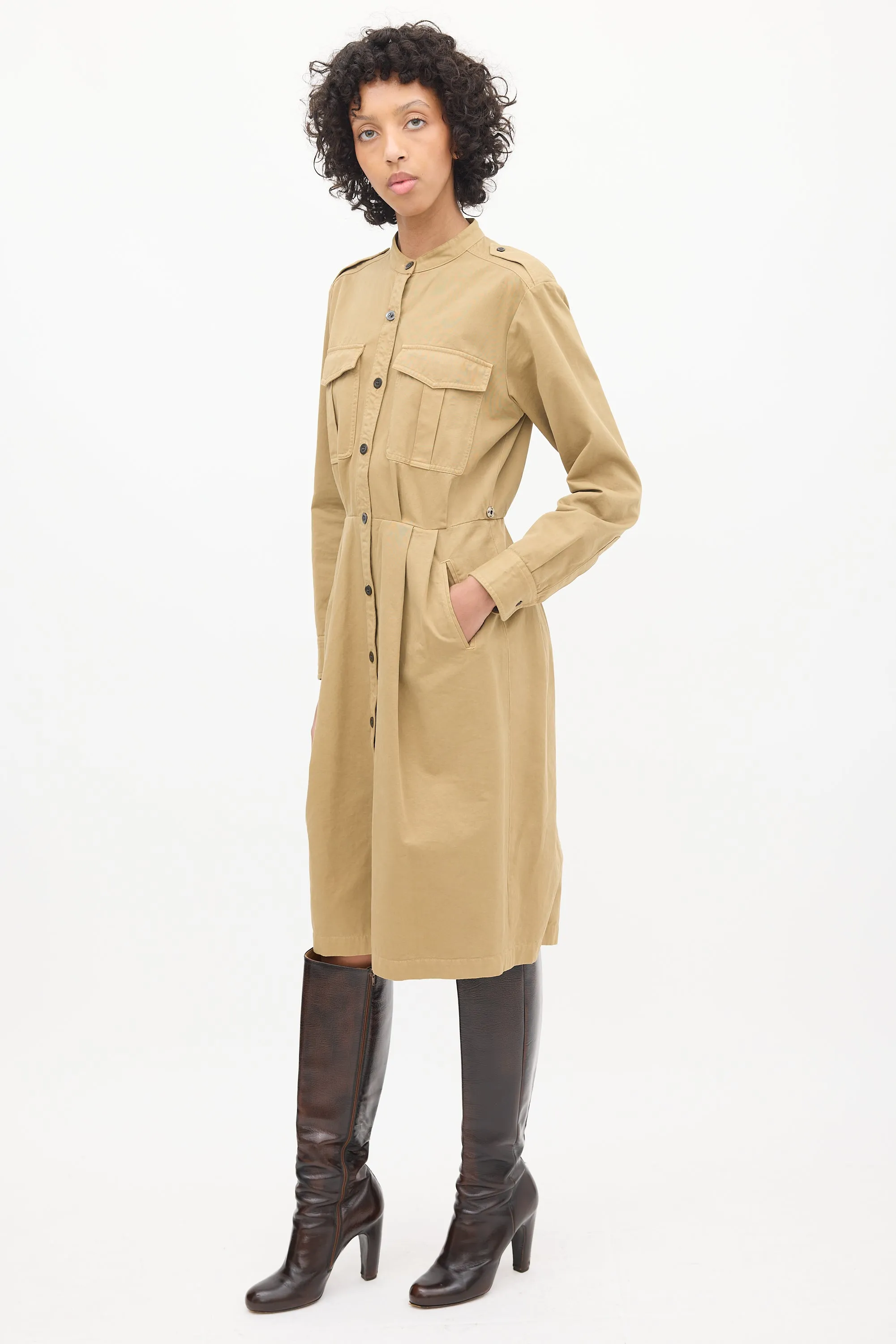 Brown & Multicolour Jacquard Overlay Shirt Dress
