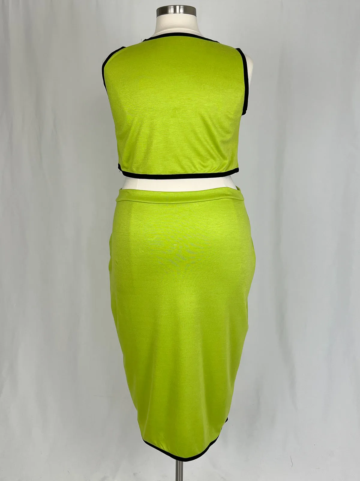 Copper Union Size 24W Lime Green Piping Skirt Set