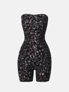 Darling Playsuit Black Leopard Print