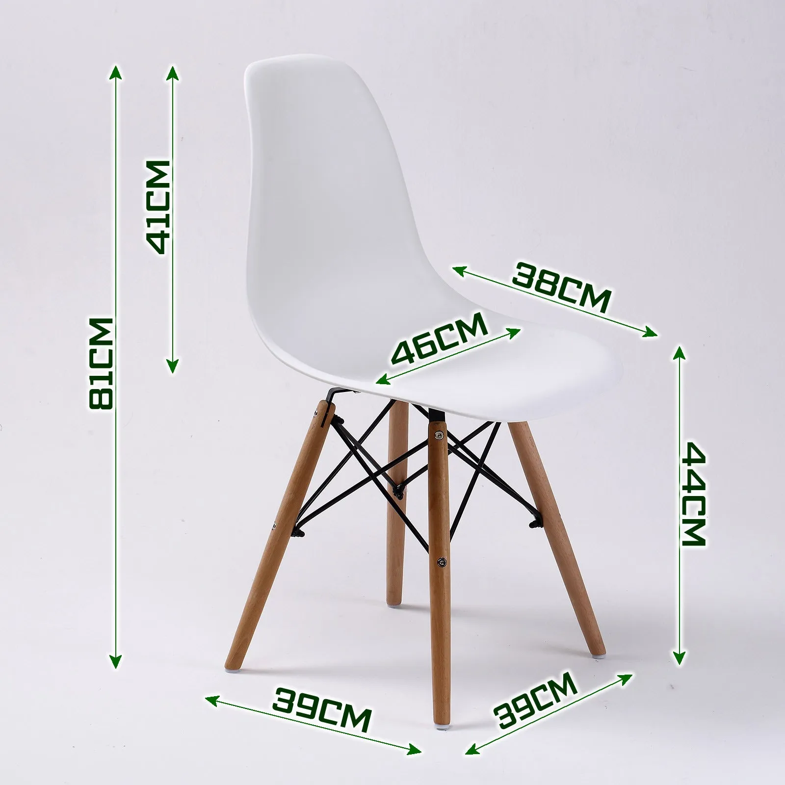 Durable White Retro Dining Chairs Set of 4 with Beech Legs