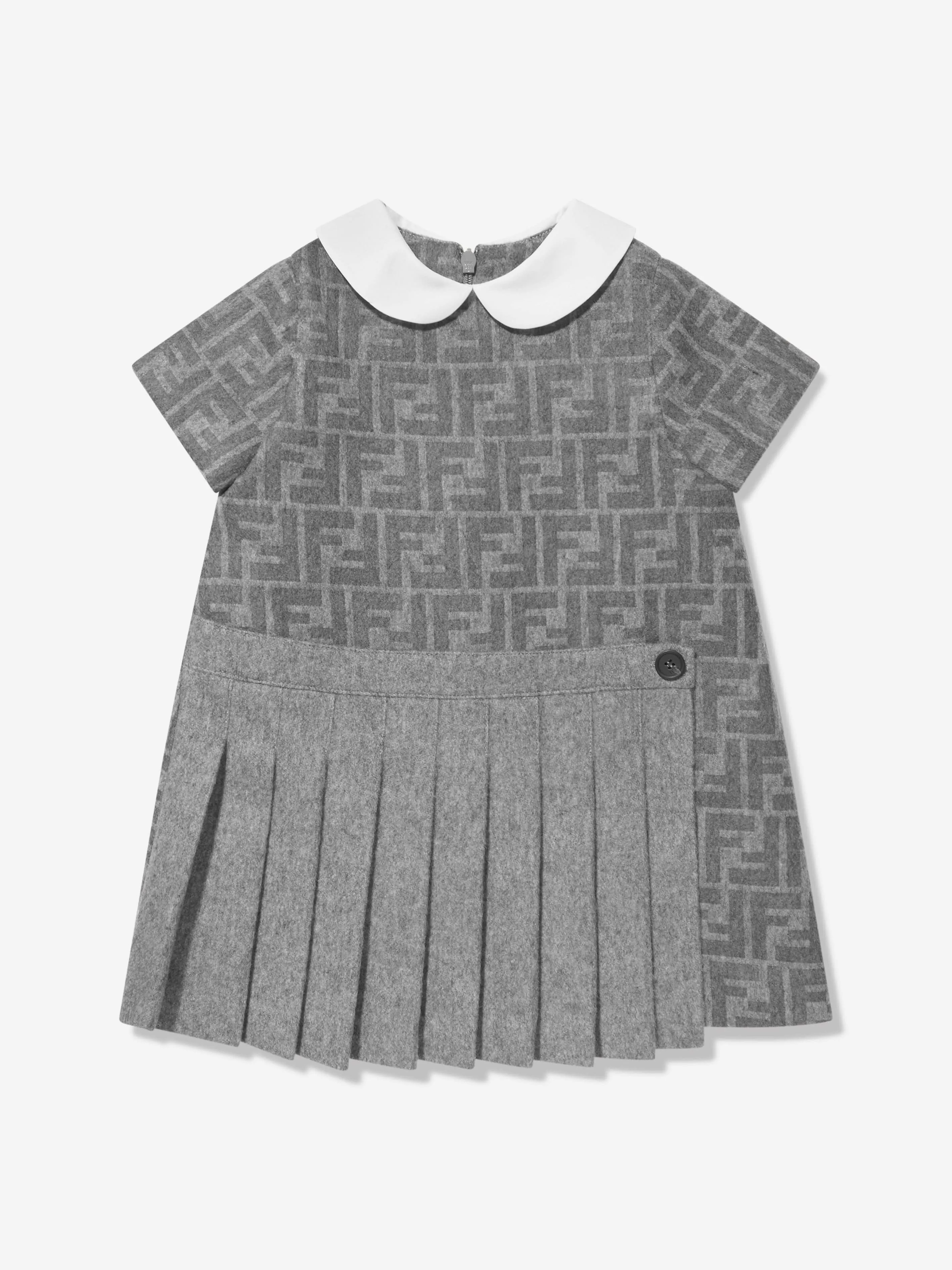 Fendi Baby Girls Wool FF Logo Dress in Grey