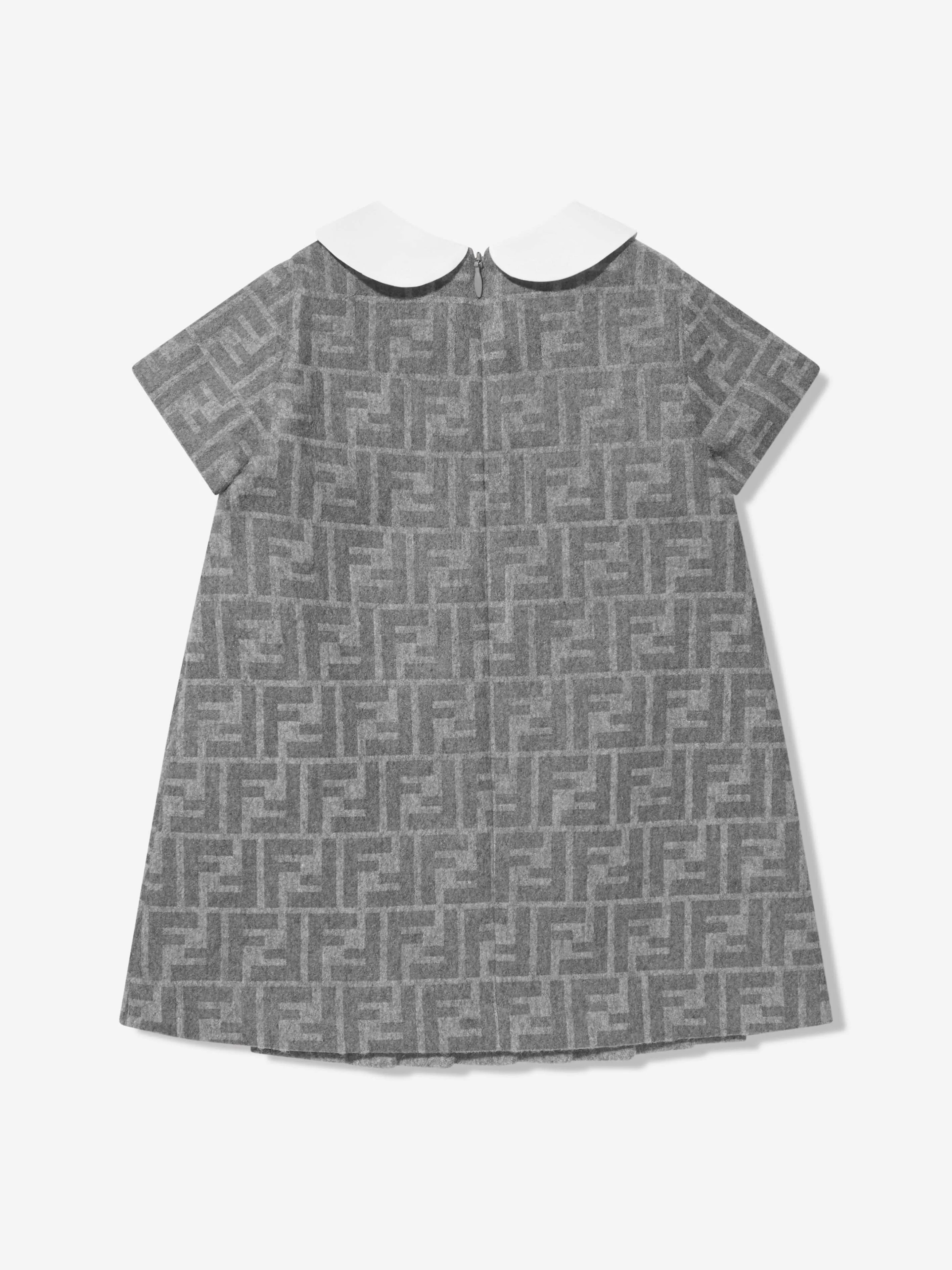 Fendi Baby Girls Wool FF Logo Dress in Grey