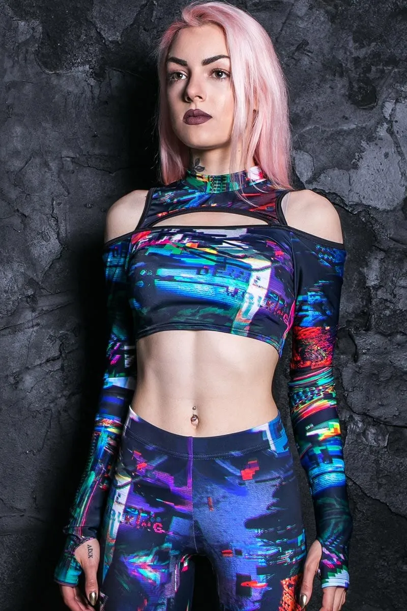 Forbidden Code Cold Shoulder Crop Top