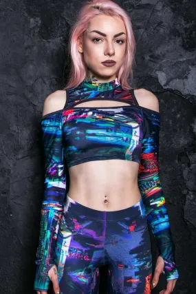 Forbidden Code Cold Shoulder Crop Top