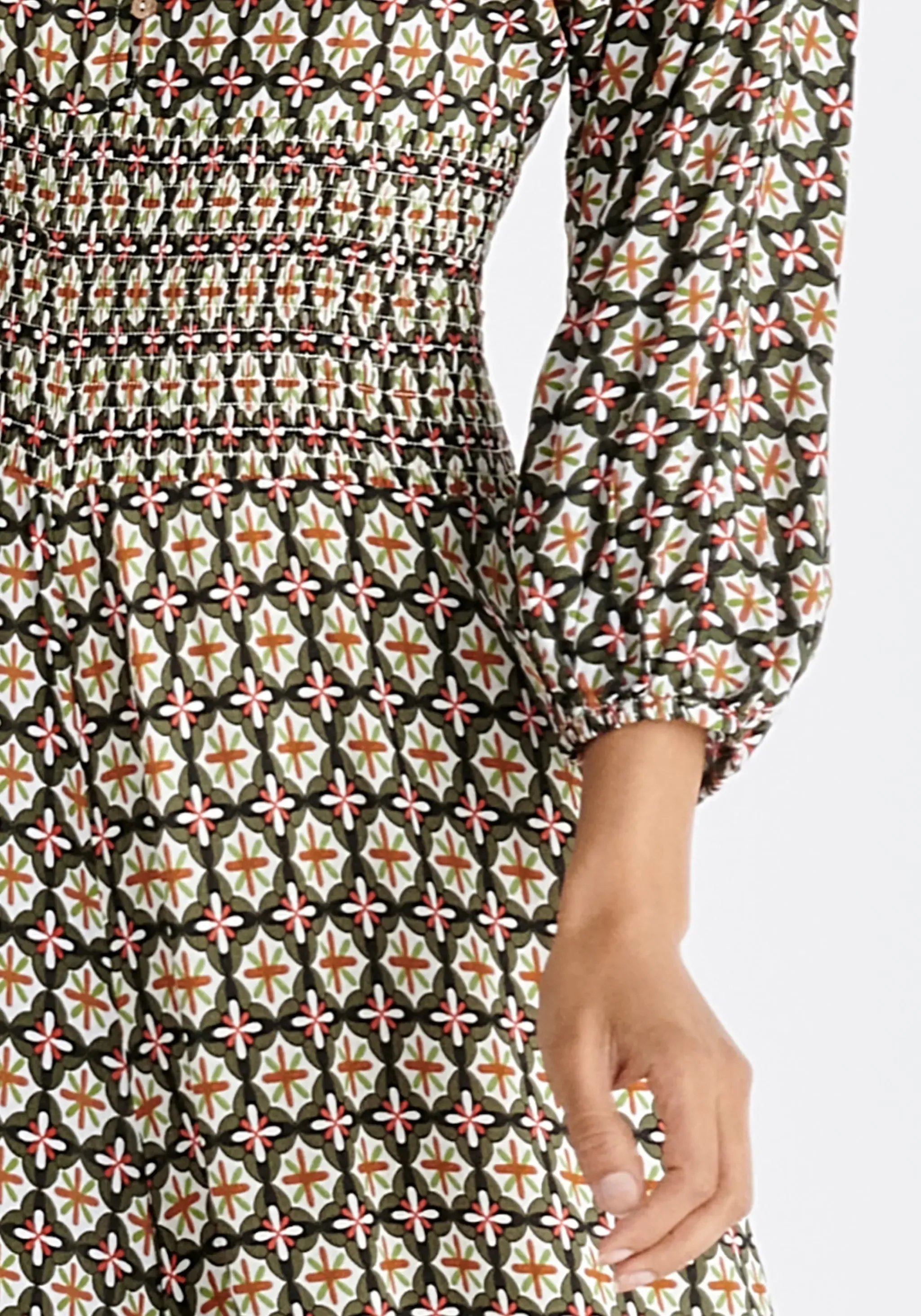 Green, Red, White and Orange Boho V-Neck Jumpsuit