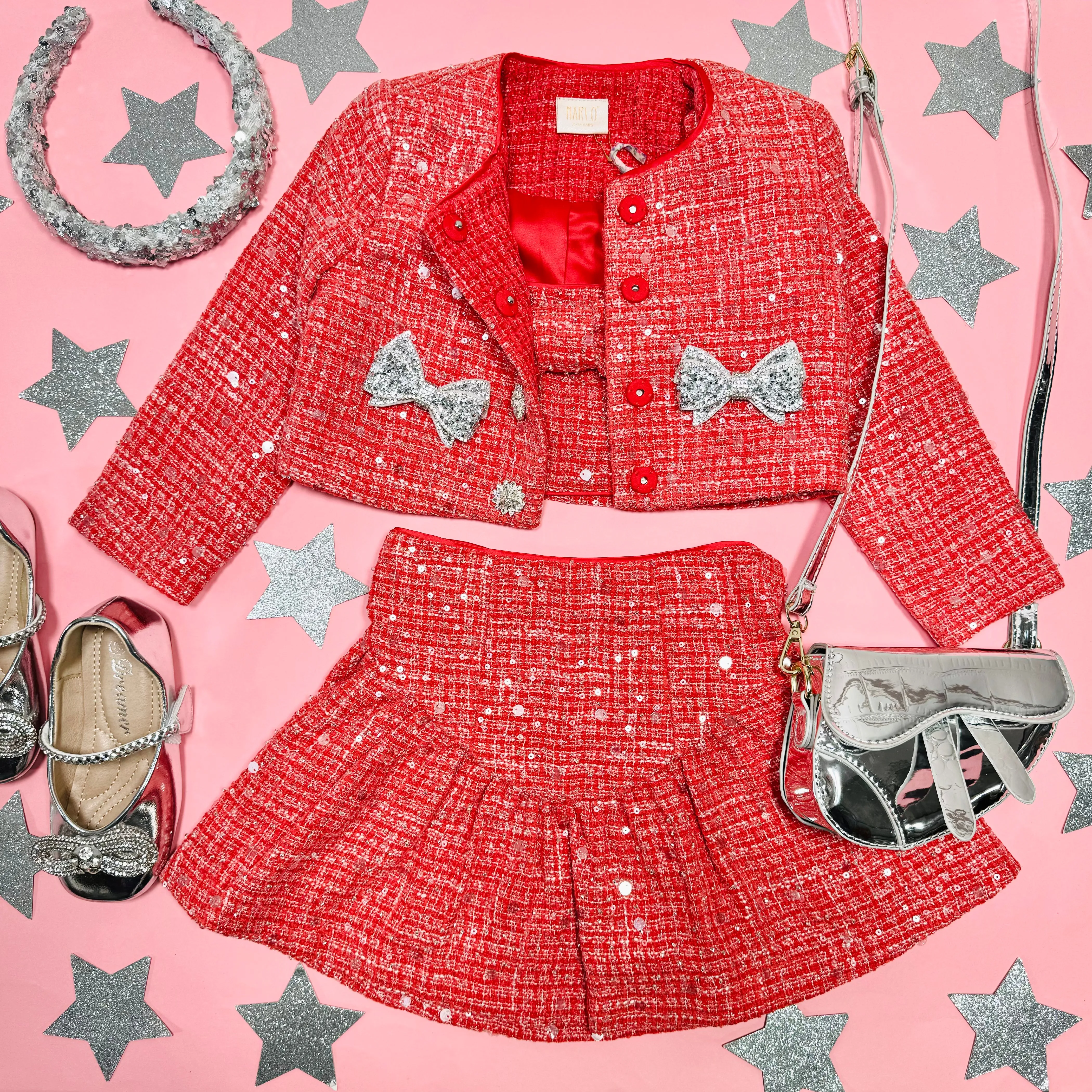 JINGLE CROP CROP AND SKIRT SET