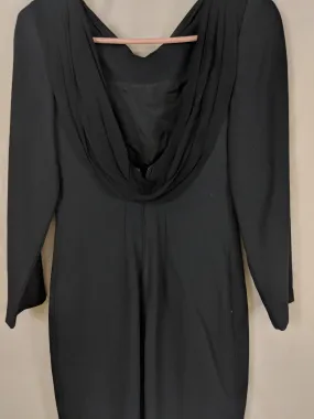 Kathryn Conover  New York Black Long Sleeve Dress Open Back Pencil Skirt, size 6, vintage 90's