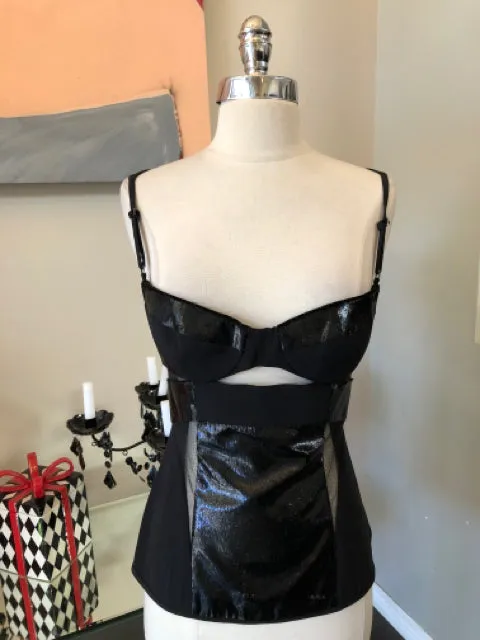 Kaufmanfranco Black Silk Bustier Corset Top Blouse 2828-13-6921
