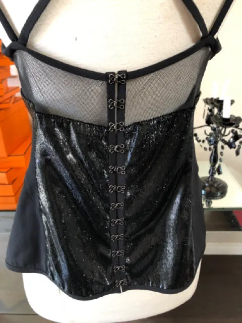 Kaufmanfranco Black Silk Bustier Corset Top Blouse 2828-13-6921