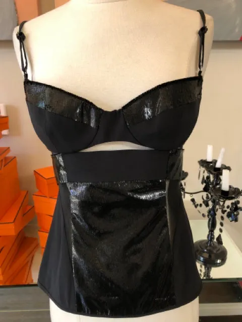 Kaufmanfranco Black Silk Bustier Corset Top Blouse 2828-13-6921