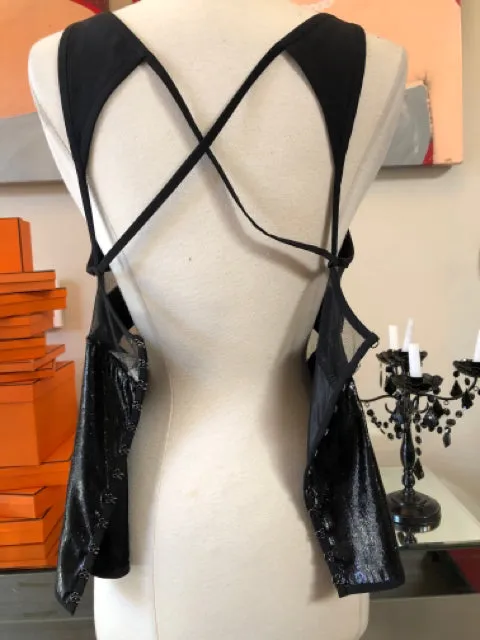 Kaufmanfranco Black Silk Bustier Corset Top Blouse 2828-13-6921