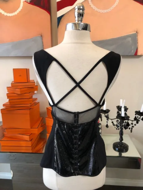 Kaufmanfranco Black Silk Bustier Corset Top Blouse 2828-13-6921