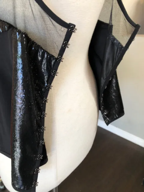 Kaufmanfranco Black Silk Bustier Corset Top Blouse 2828-13-6921
