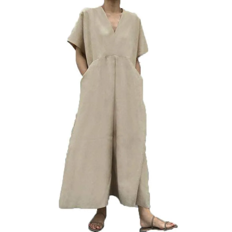 Ladies Short Sleeves Wide Legs Daily Jumpsuit 9103