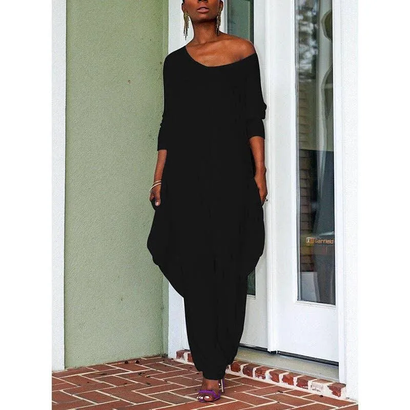 Ladies Solid Color Long Sleeves Jumpsuit ZL1186