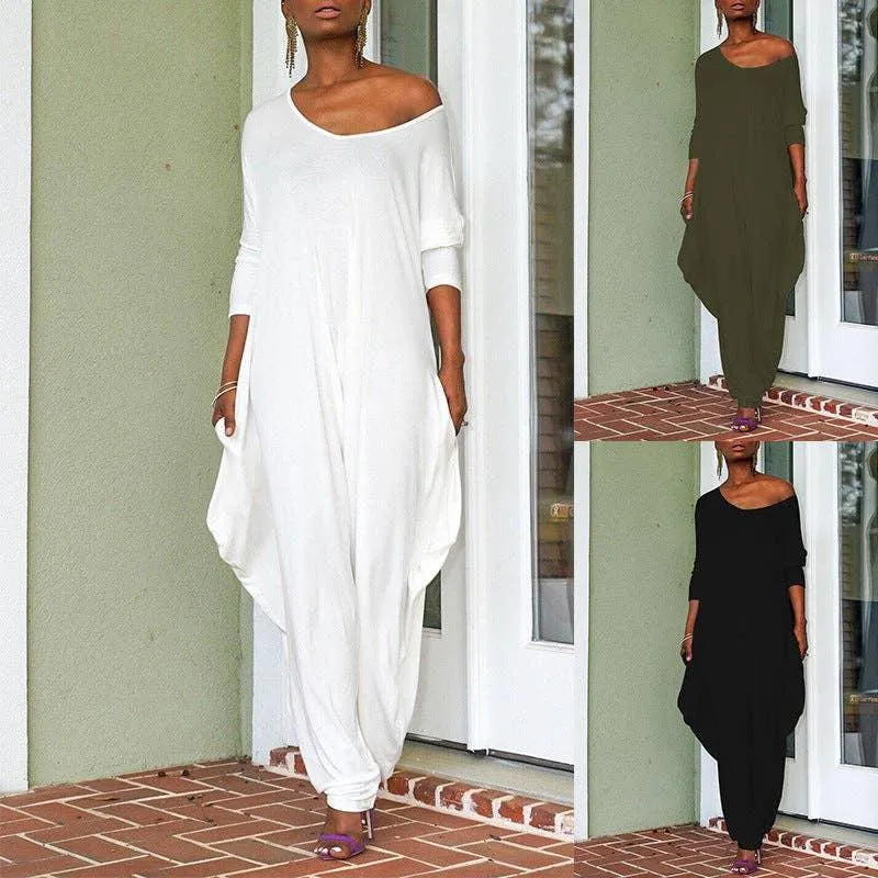 Ladies Solid Color Long Sleeves Jumpsuit ZL1186