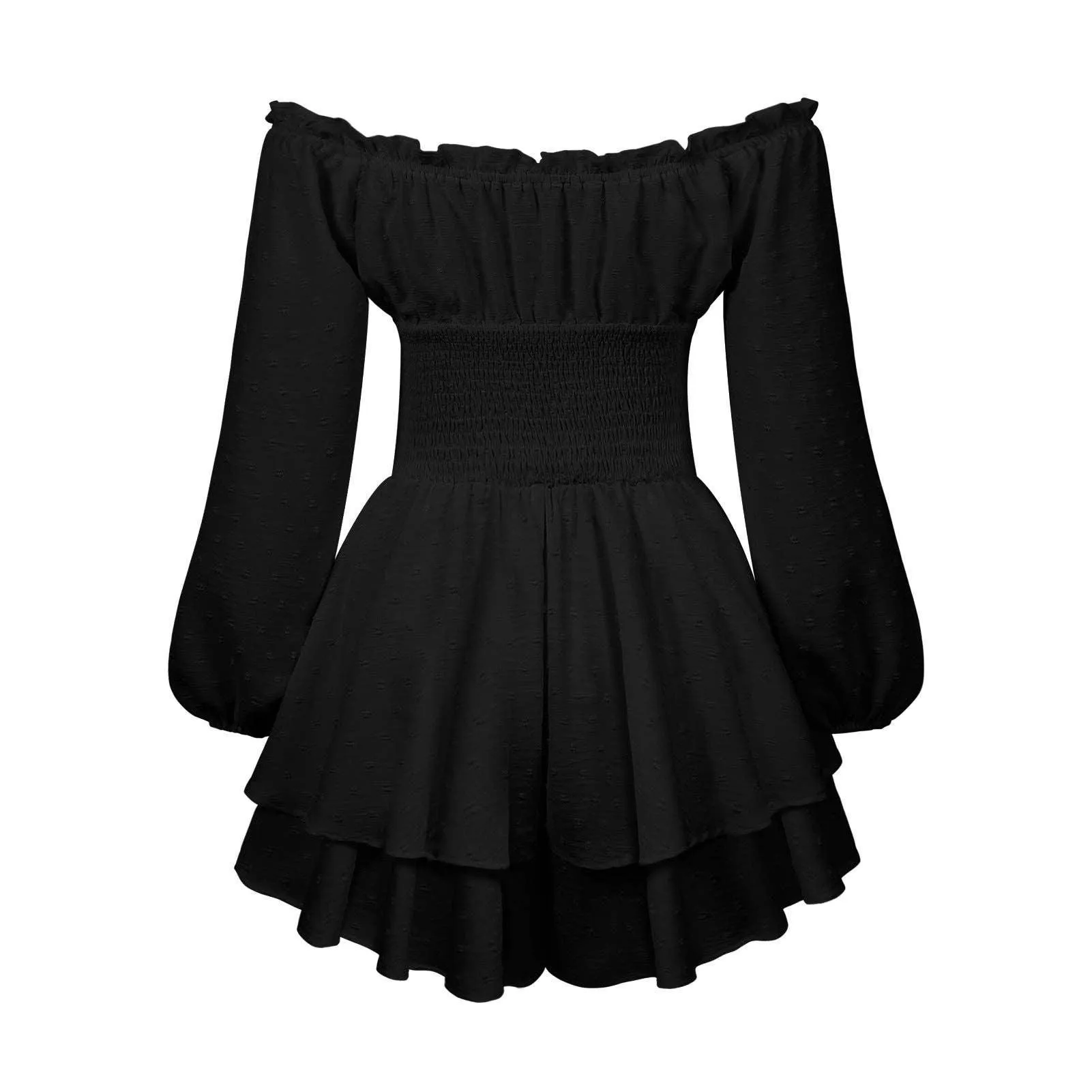 Ladies Wrinkle Boat Neck Daily Ruffled Jumpsuits GKAZ001